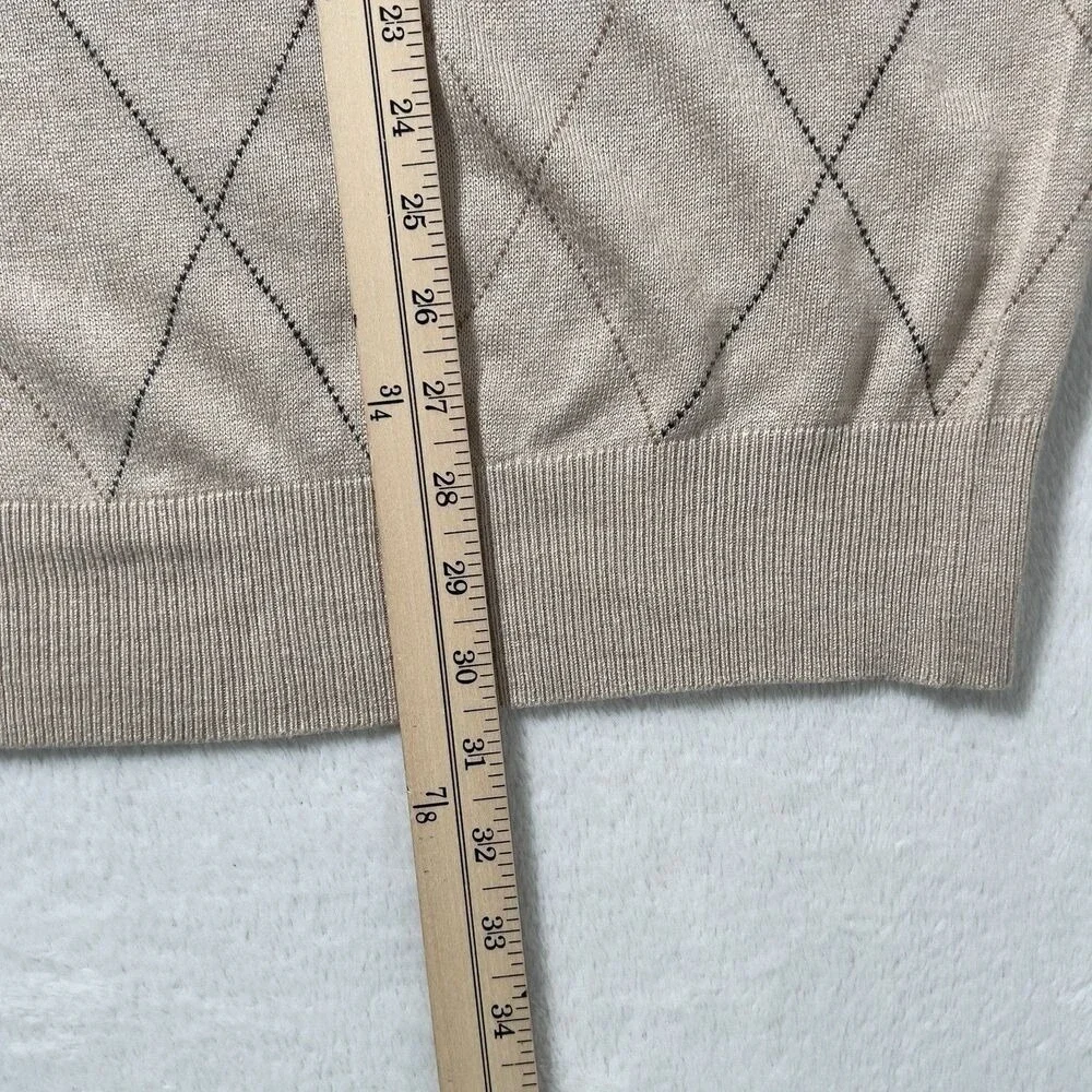 Northern Isles Silk Cashmere Argyle Sweater Mens Sz L Crew Neck‎ Long Sleeve